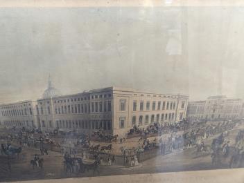 Rosenberg after James Pollard, two coloured aquatints, 'North East View of the New General Post Office' and 'The Grand Entrance to Hyde Park', largest overall 46 x 62cm